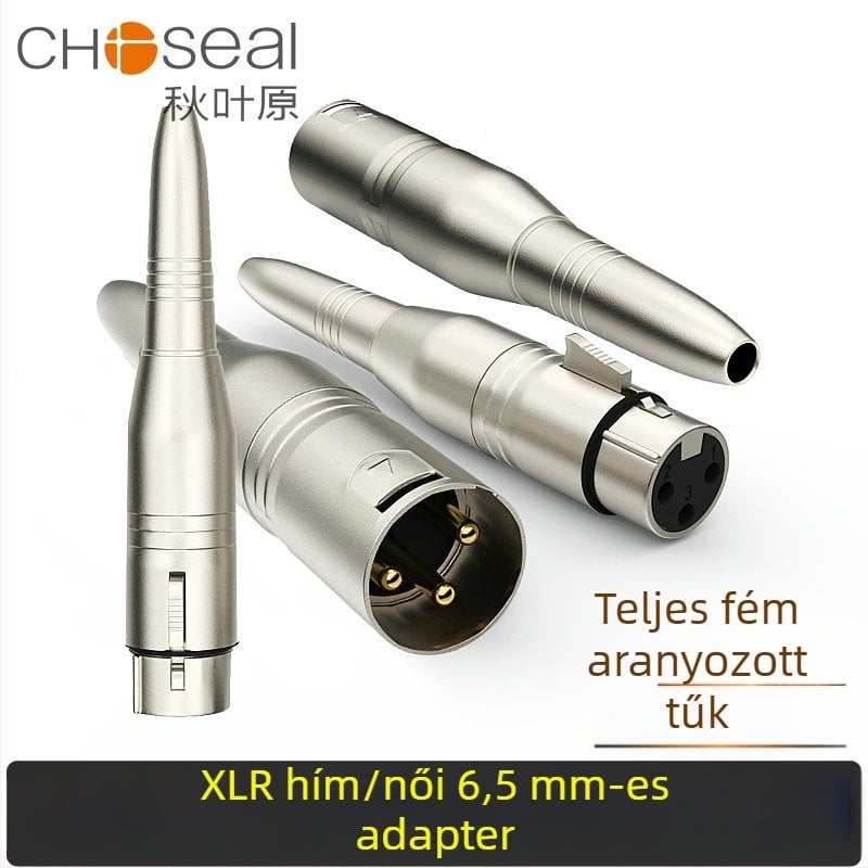 XLR női 6,35 mm hangsáv adapter – ötvözet, 500 ciklus, 1–2 vezető, mikrofon és keverő