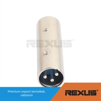 XLR audió adapter, cinkötvözet házzal, RoHS tanúsított, működési hőmérséklet 20–80°C, márka REXLIS
