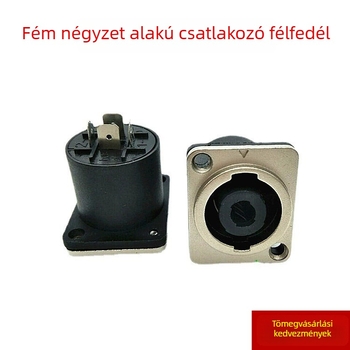 Fém XLR-aljzat, 4 PIN, színpadi hanghoz és keverőhöz, kis négyzetes tartóval