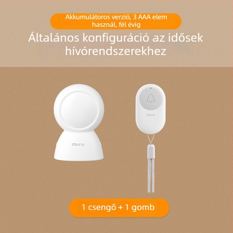 E200 vezeték nélküli idős-hívó otthoni használatra, ágy melletti híváseszköz 26 dallammal, CR2032 elem vagy 5V külső adapter, 100–240V