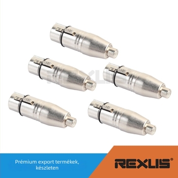 Cinkötvözetből készült XLR3 női → RCA női audió adapter, ROHS tanúsítvány, -20°C-tól 80°C-ig működik