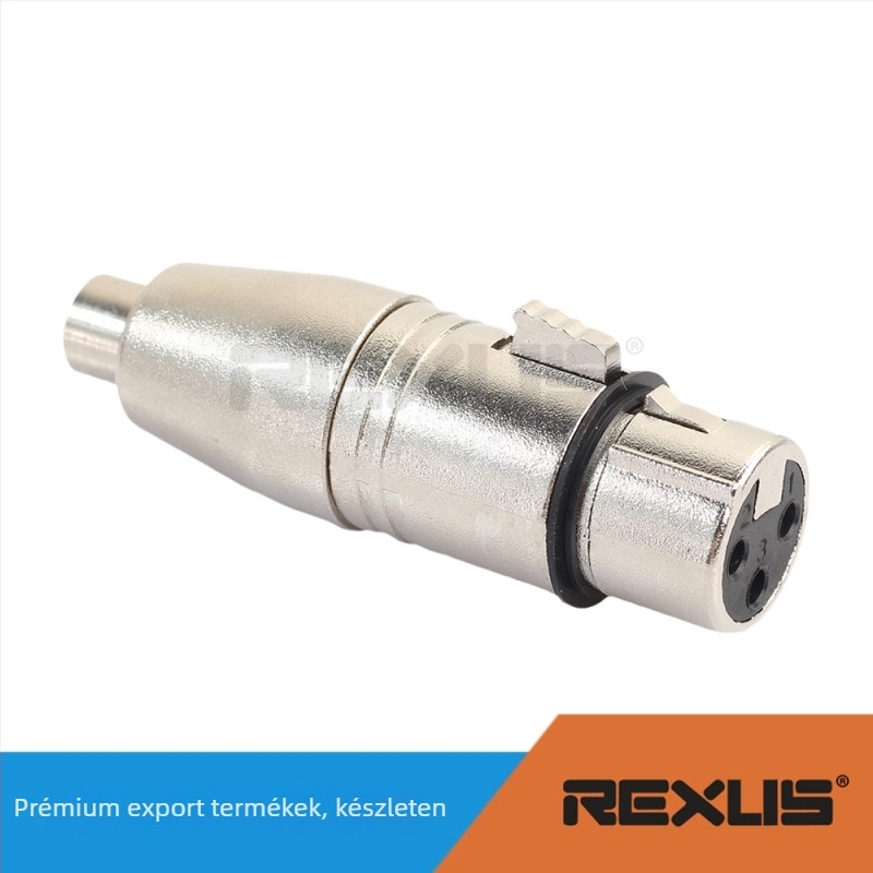 Cinkötvözetből készült XLR3 női → RCA női audió adapter, ROHS tanúsítvány, -20°C-tól 80°C-ig működik