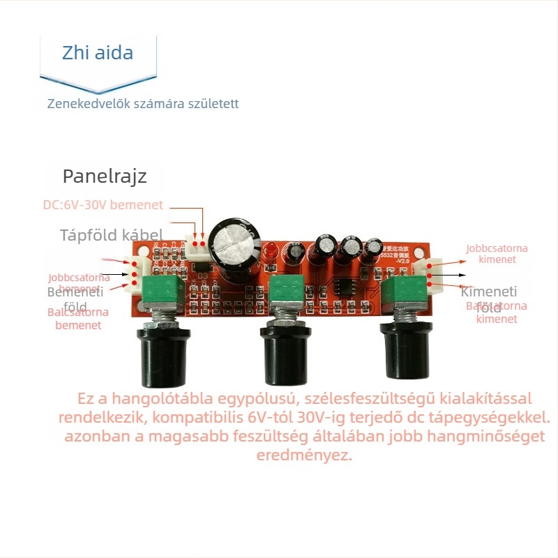 Zhiaida NC5532 Hang- és hangerő-szabályozó op-amp PCB, 2-csatornás, APP-t nem támogat, VW számára, Kiegészítők