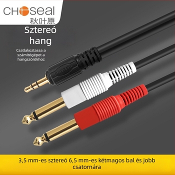 Akihabara 3,5 mm-es audio kábel, két 6,35 mm csatlakozóval, keverőhöz, PVC burkolat