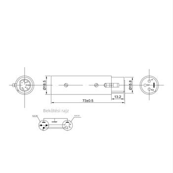 Cinkötvözetből készült DMX jelzőfény XLR adapterrel, 3-pontos férfi → 5-pontos női