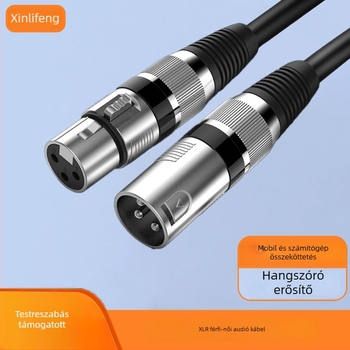 XLR férfi–nő mikrofonkábel, árnyékolt, PVC burkolattal, ROHS tanúsítvány, audio/videóhoz