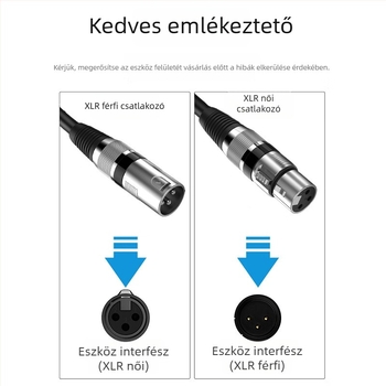 XLR férfi–nő mikrofonkábel, árnyékolt, PVC burkolattal, ROHS tanúsítvány, audio/videóhoz