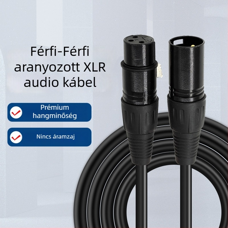 Kettős XLR audio kábel, aranyozott bevonattal, acélmagú, réz vezető