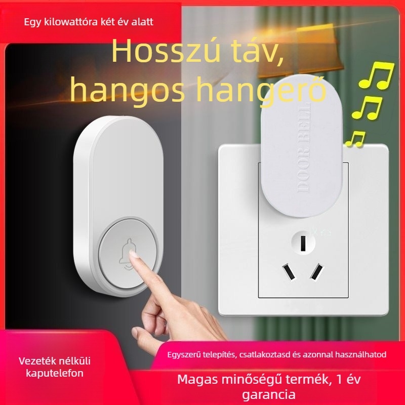 Vezeték nélküli ajtócsengő – ultra hosszú hatótávolság, hangos csengés Ding-Dong hanggal, idős hívóeszköz