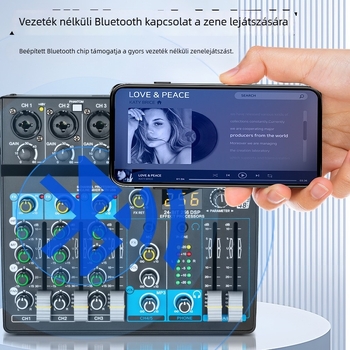 Biner USB Bluetooth 6-csatornás keverő DSP effektekkel számítógépes felvételhez és értekezletekhez