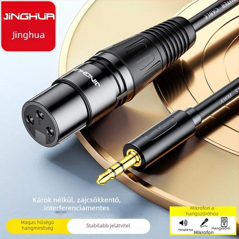 Jinghua A157 Audio kábel, 3,5 mm–XLR női mikrofonkábel, aranyozott kivitel, réz mag