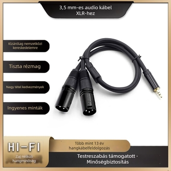 TRS–ból kettős XLR-hez hangkábel, 3.5 mm → 2x XLR-F, formázott kivitel, nikkelezett rézmag, OFC vezetők, 125 g