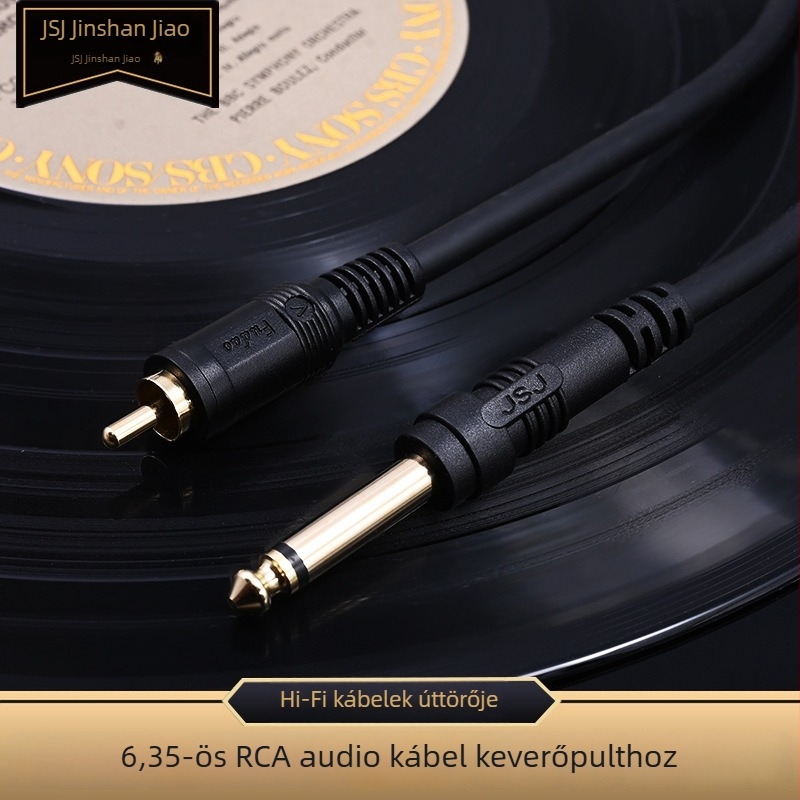 JSJ Jinshan Jiao 6,35 mm-es audio kábel banáncsatlakozóval, 6,5 mm-es kétvezető RCA-ra, keverő és erősítő közötti csatlakoztatáshoz