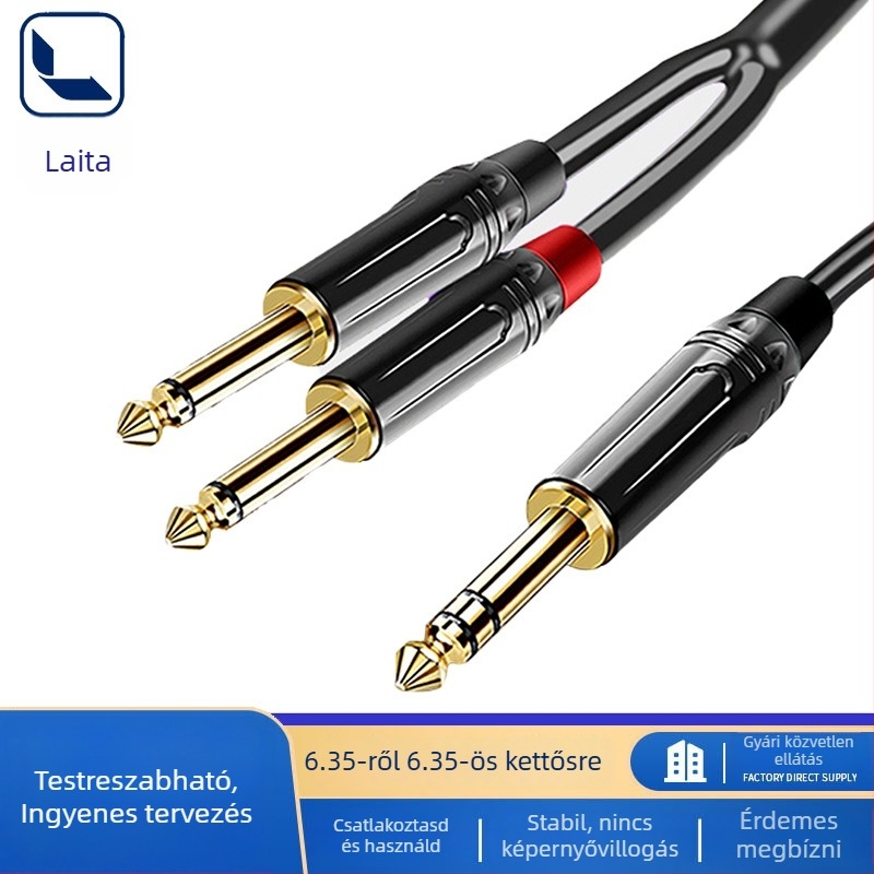 LAITA 6,5 mm-es audio kábel, 3-vezetékesről 2-vezetékes Y-elágazással, keverő és zongora hangfalhoz