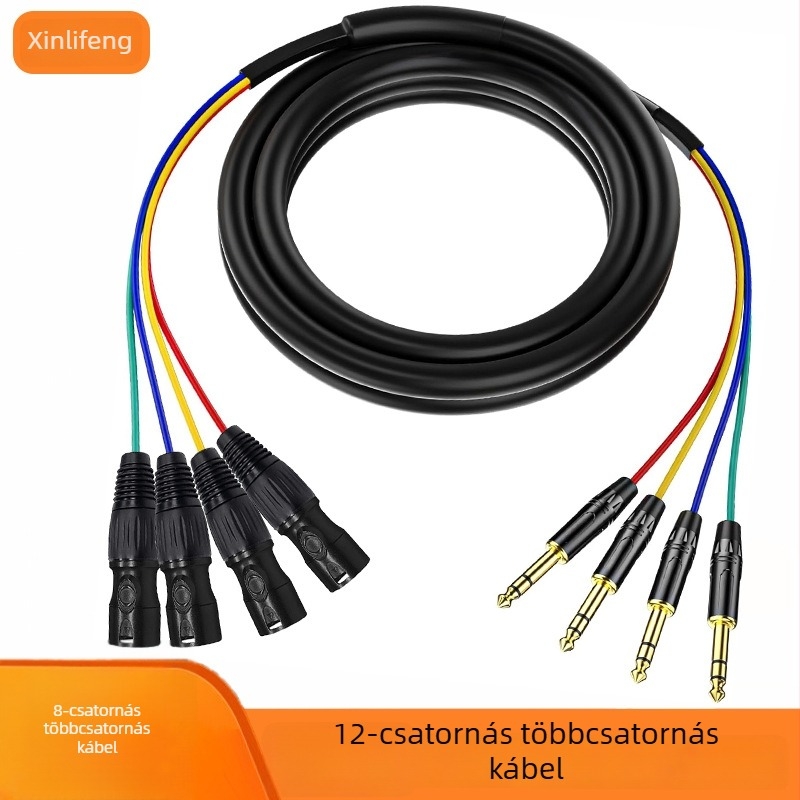 4csatornás TRS 6,5 mm-es XLR-kábel színpadi előadásokhoz és stúdió felvételekhez