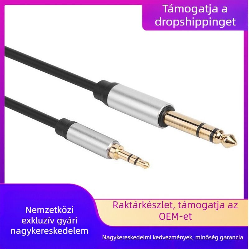 3,5 mm-től 6,5 mm-ig férfi audio-kábel mikrofonhoz, erősítőhöz és keverőhöz, aranyozott érintkezők, alumíniumötvözet-mag