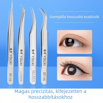 Szempilla csipesz – precíz felhelyezéshez, egyenes vagy görbült végek, 1 db