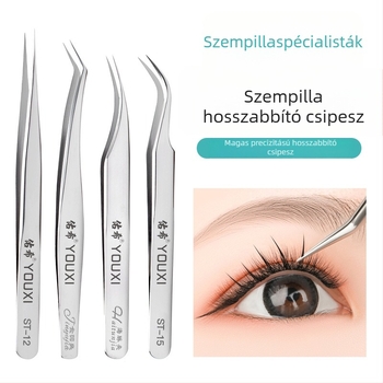 Szempilla csipesz – precíz felhelyezéshez, egyenes vagy görbült végek, 1 db