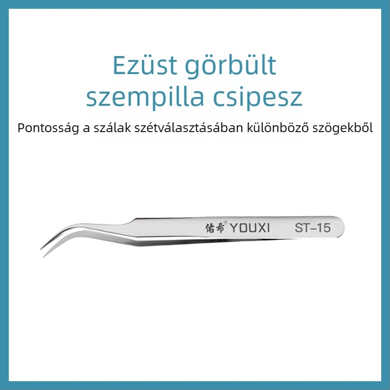 Szempilla csipesz – precíz felhelyezéshez, egyenes vagy görbült végek, 1 db