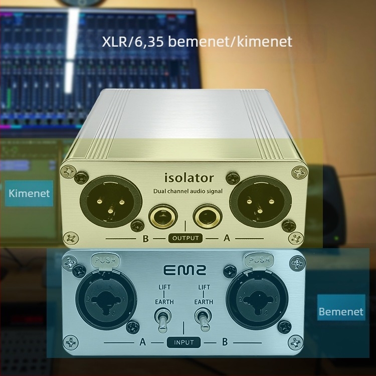 Audió izolátor DI Box földelési zaj csökkentésével és hangszer impedancia kiegyenlítésével