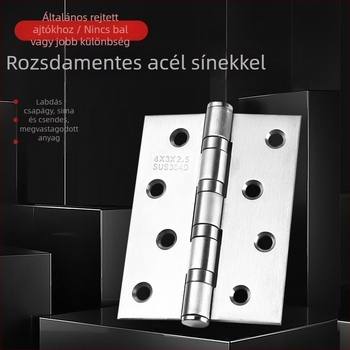 Rozsdamentes acél sík pánt ajtókhoz, ablakokhoz és szekrényekhez – méretek 4×3×2.0/2.5/3.0, csiszolt felület, csendes csapágy