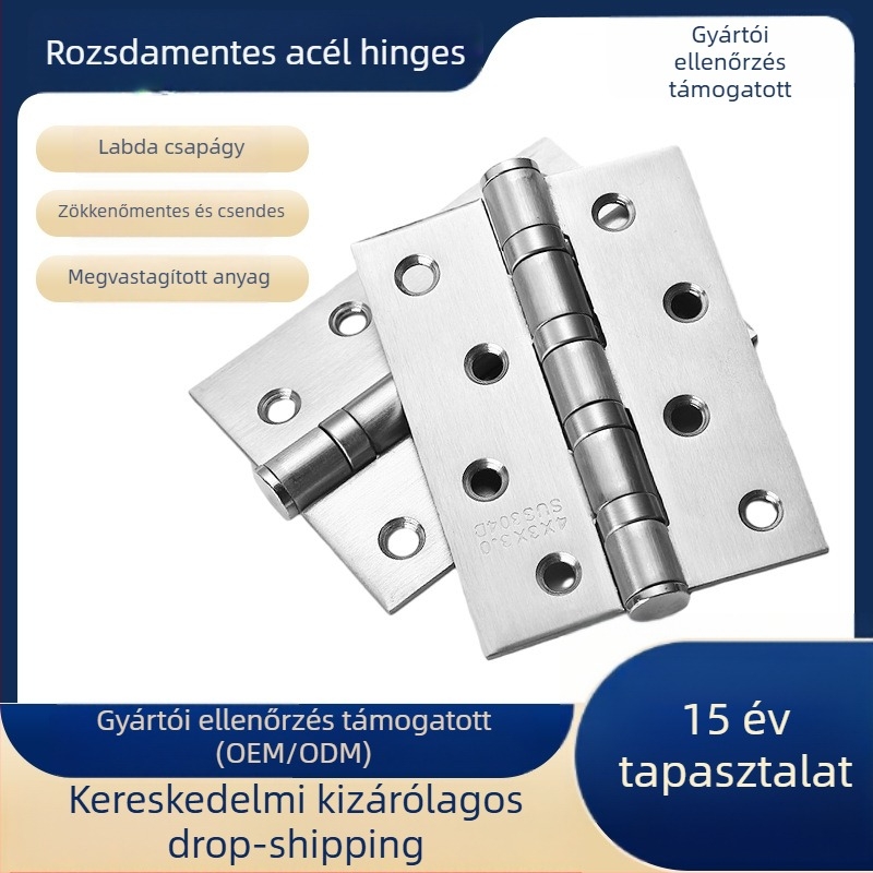 Rozsdamentes acél sík pánt ajtókhoz, ablakokhoz és szekrényekhez – méretek 4×3×2.0/2.5/3.0, csiszolt felület, csendes csapágy
