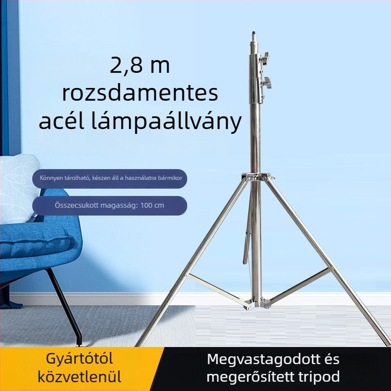 Fotóstativ rozsdamentes acélból + ABS, 3 részes, teherbírás 3–5 kg, csőátmérők 25/30/35 mm, tömeg 1,5 kg