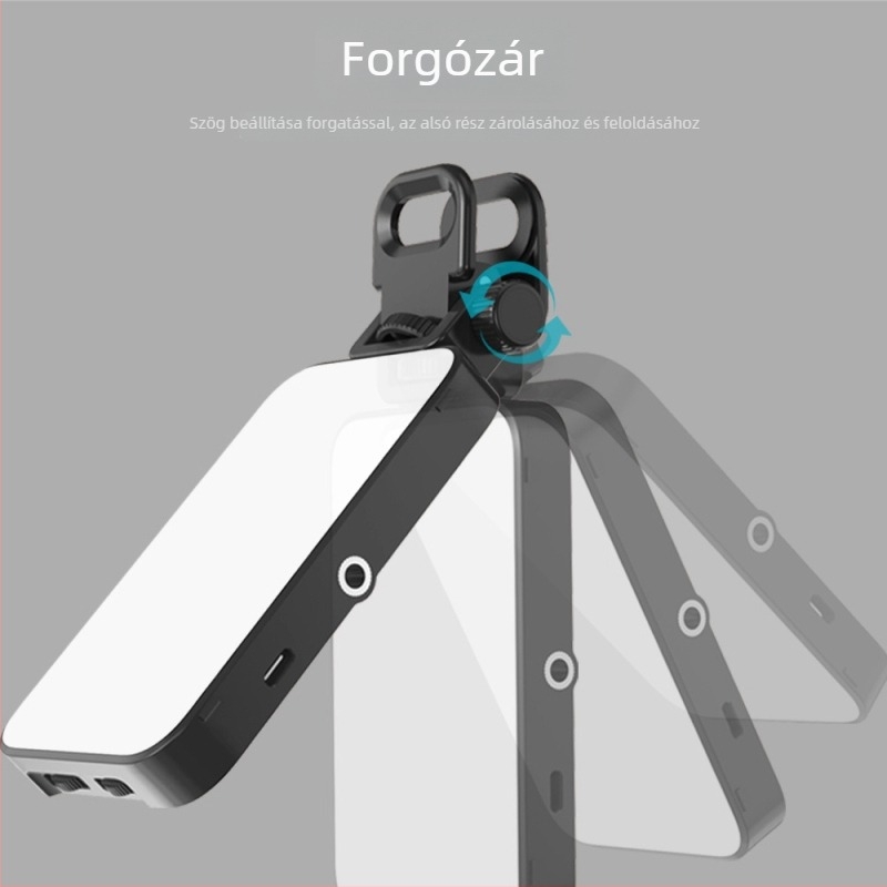 JISUN-C02 Zsebfény clip – ABS, teherbírás 2–5 kg, összecsukható, többirányú telefontartó klips, 0–90° dőlés