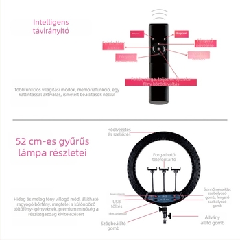 HQ-21 hüvelykes LED körfény élő közvetítéshez, telefonállvány a szelfihez és szépségfotózáshoz