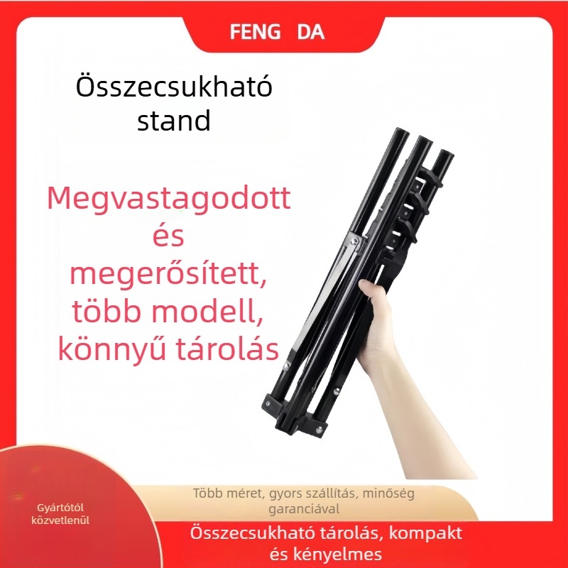 Kamera világítási állvány, visszafelé összecsukható, 4 tagú, fém+PP kivitel, teherbírás 3 kg, csőátmérők 25/22/19/16 mm