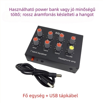 Fejhallgató-erősítő hét-szegmenses sztereó equalizátorral és magas/közepes/basszus szabályozással mobiltelefonokhoz — Rhythm Imagination Eq-7