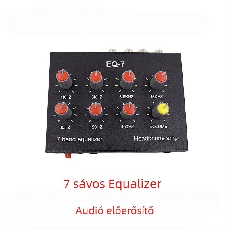 Fejhallgató-erősítő hét-szegmenses sztereó equalizátorral és magas/közepes/basszus szabályozással mobiltelefonokhoz — Rhythm Imagination Eq-7