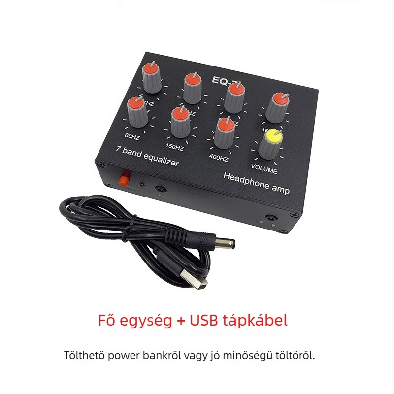 Fejhallgató-erősítő hét-szegmenses sztereó equalizátorral és magas/közepes/basszus szabályozással mobiltelefonokhoz — Rhythm Imagination Eq-7