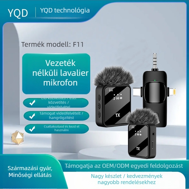 Galléros klips mikrofón – vezetékes, professzionális felvételhez, frekvenciatartomány 100 Hz–20 kHz, SNR ≥75 dB, beépített akkumulátor nélkül