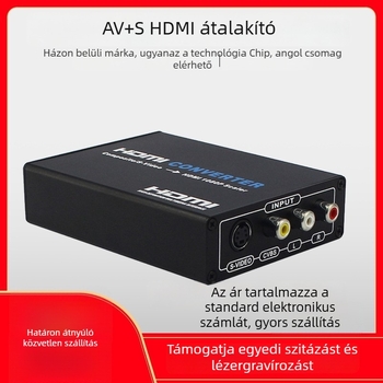 HDMI konverter: analóg S-Video/AV jel HDMI-re, kettős bemenet, 1080p, 3,5 mm-es audio