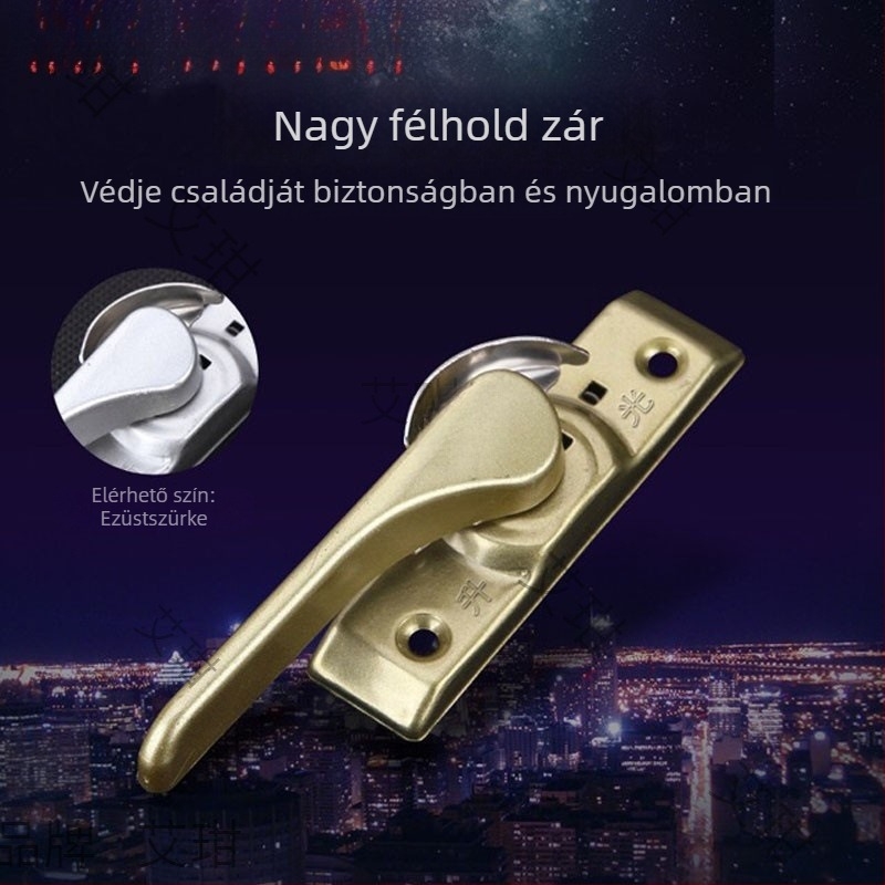 Ablakzár alumíniumötvözetből, félhold alakú kampóval, univerzális csúszóajtókhoz