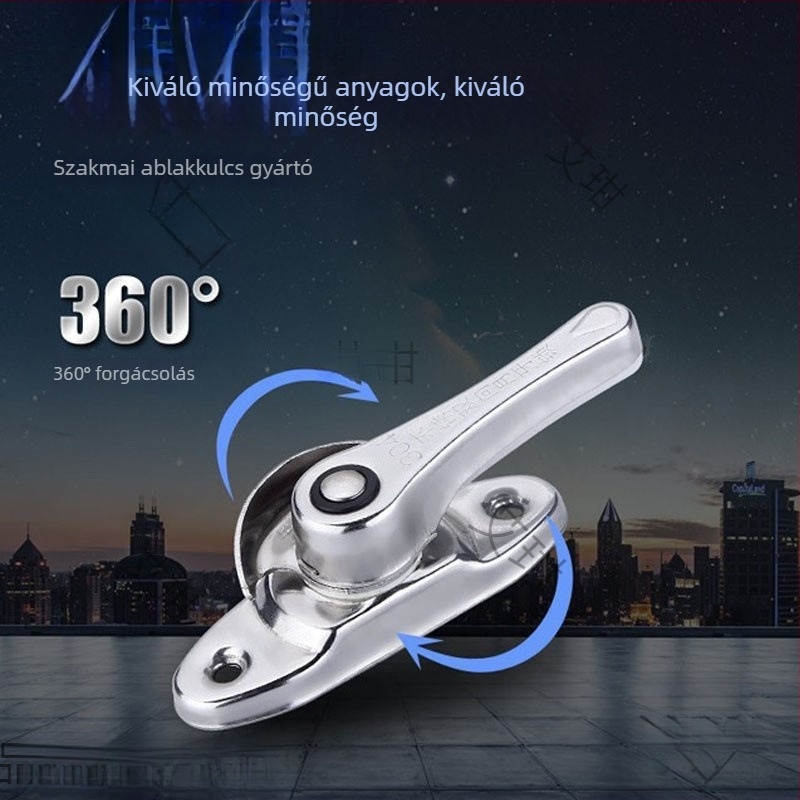 Ablakzár alumíniumötvözetből, félhold alakú kampóval, univerzális csúszóajtókhoz