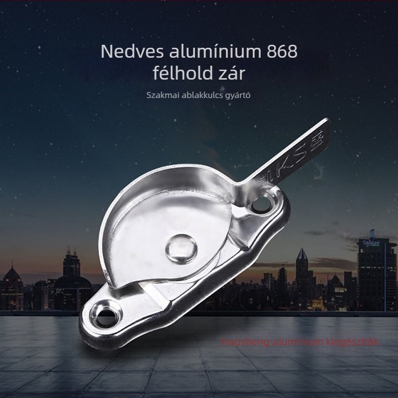 Ablakzár alumíniumötvözetből, félhold alakú kampóval, univerzális csúszóajtókhoz