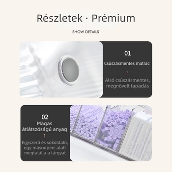Akril manikűr- és szempillás eszközök asztali tárolója, 12 rekesszel