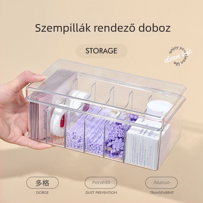 Akril manikűr- és szempillás eszközök asztali tárolója, 12 rekesszel