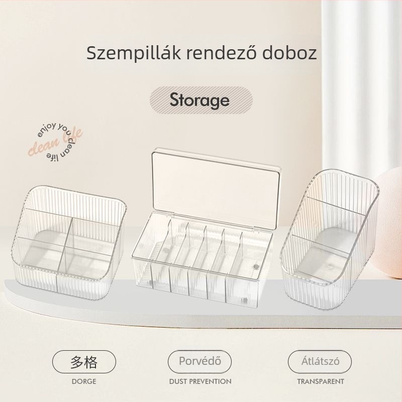 Akril manikűr- és szempillás eszközök asztali tárolója, 12 rekesszel