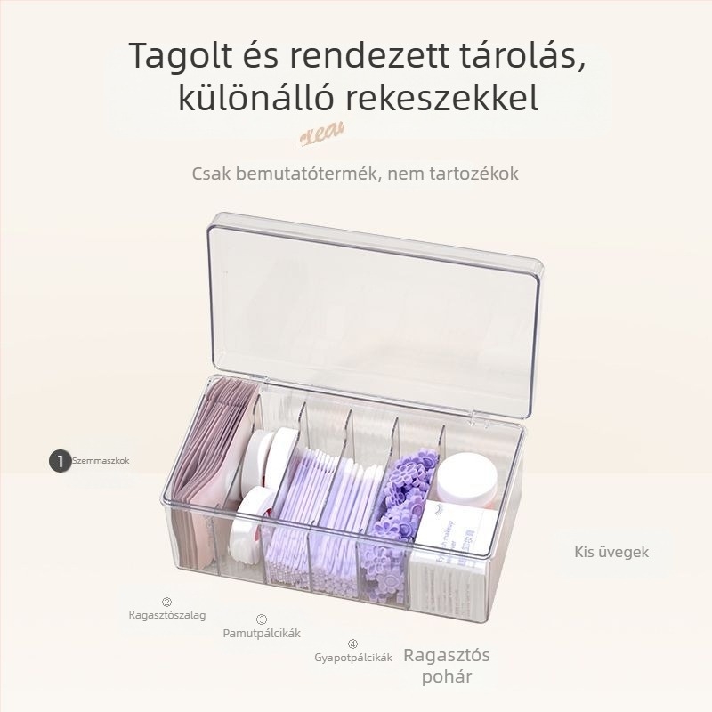Akril manikűr- és szempillás eszközök asztali tárolója, 12 rekesszel