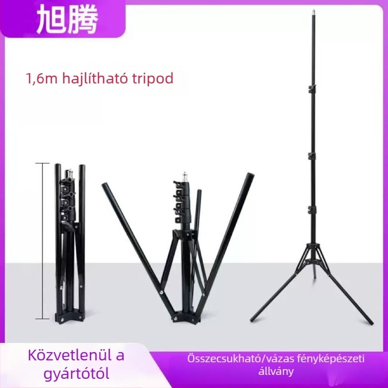 Fordított összecsukható állvány élő közvetítéshez, 4 részből álló vas kivitelezés, teherbírás 3 kg, súly 590 g, gyorskioldó lemez nélkül, stabil felvétel