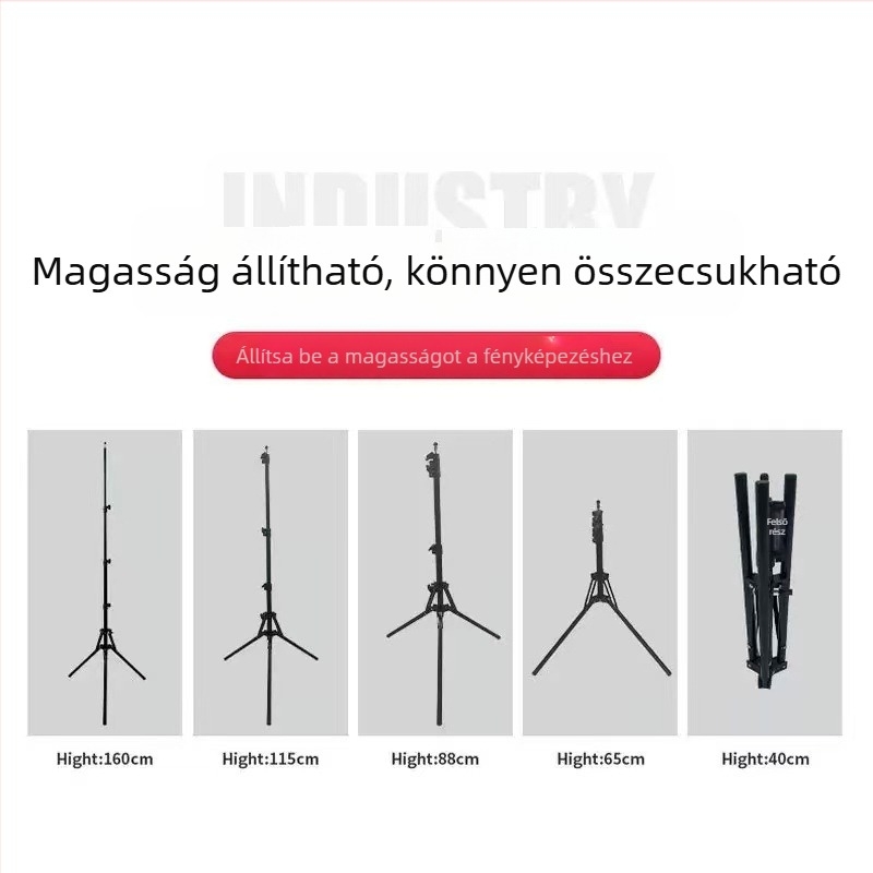 Fordított összecsukható állvány élő közvetítéshez, 4 részből álló vas kivitelezés, teherbírás 3 kg, súly 590 g, gyorskioldó lemez nélkül, stabil felvétel