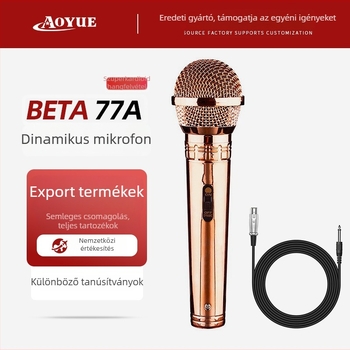 BETA77A Dinamikus vezetékes mikrofon színpadi használatra – szuperkardioid, XLR 3‑pin, 5 m kábel, 30 Hz–15 kHz