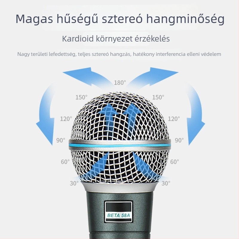 BETA77A Dinamikus vezetékes mikrofon színpadi használatra – szuperkardioid, XLR 3‑pin, 5 m kábel, 30 Hz–15 kHz