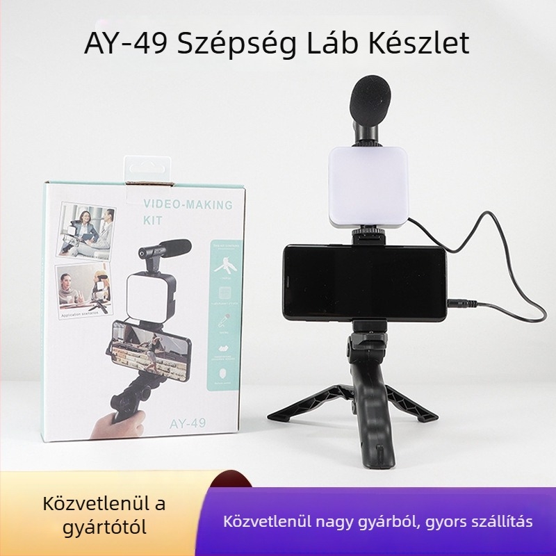 Betty Ay-49 Mini világítási készlet élő közvetítéshez és fotózáshoz, asztali vezeték nélküli környezeti fény, lépcsőmentes fényerő-szabályozás, szabályozható színhőmérséklet 2500K–9900K, beépített akkumulátor