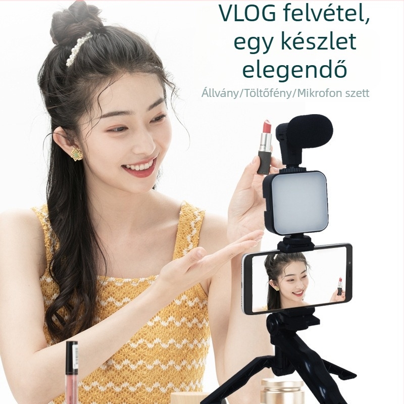Betty Ay-49 Mini világítási készlet élő közvetítéshez és fotózáshoz, asztali vezeték nélküli környezeti fény, lépcsőmentes fényerő-szabályozás, szabályozható színhőmérséklet 2500K–9900K, beépített akkumulátor