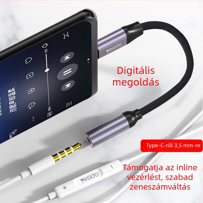 Yesido YAU19 Type-C 3,5 mm fejhallgató adapter Androidhoz