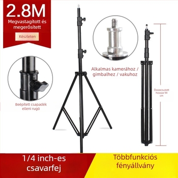 Stúdió világítási állvány fém konstrukcióval (teherbírás 8 kg, csőátmérő 70 cm, 3 részes kivitel)